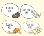 4 cute cat language bubble vector